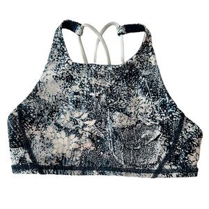 Lululemon Energy Bra Long Line Women’s Size 4 Cross‎ Back Yoga Athletic Gym Navy